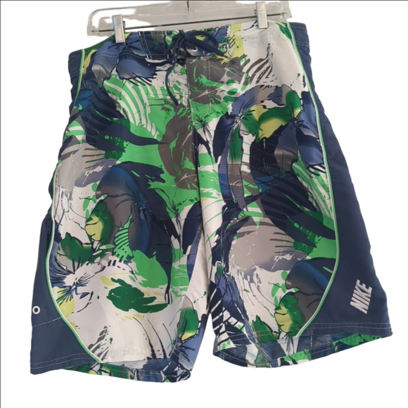 Nike Swim Shorts Men's 32 Green and Blue Beach Surfer Board Vacation Pocket - Picture 1 of 9